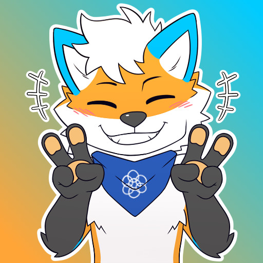 Nix with both paws as peace signs | Artist : @NicoTheJoe on Telegram